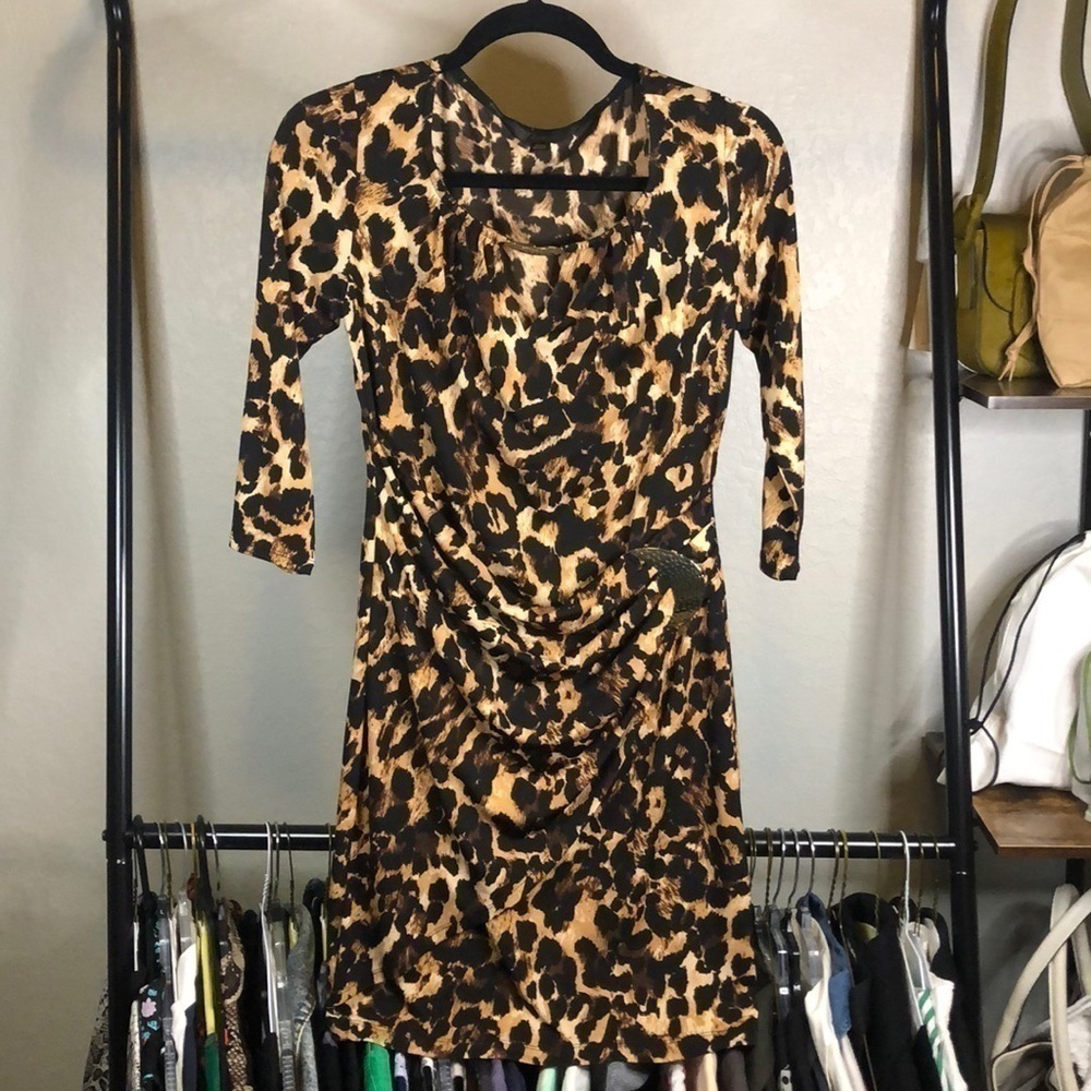 THALIA Sodi Mock Wrap Leopard Dress